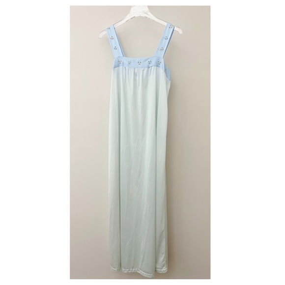 Sans Souci Other - Vintage Powder Blue Floral Slip Maxi Nightgown